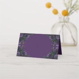 Tarjeta De Asiento Morado Floral Elegante Boda Gótica