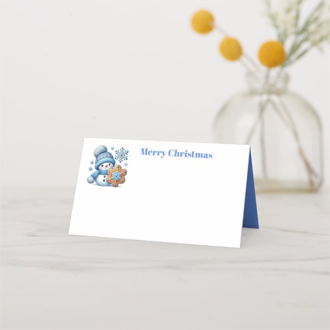 Tarjeta De Asiento Muñeco de Nieve de Navidad (Anverso)