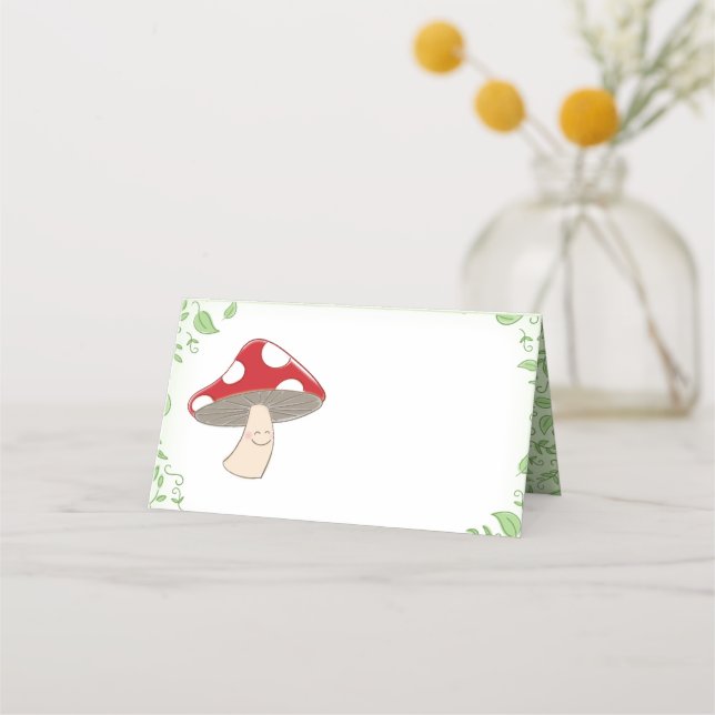 Tarjeta De Asiento Mushroom Baby Shower (Anverso)