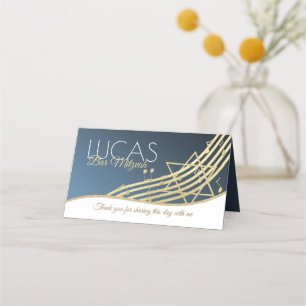 Tarjeta de asiento Musical Bat Mitzvah Blue and Go