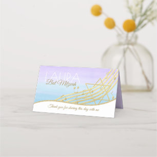 Tarjeta de asiento Musical Bat Mitzvah Blue and Go