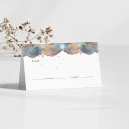 Tarjeta De Asiento Mystical Celestial Gold Stars Boda Place Card