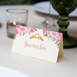 Tarjeta De Asiento Nacimiento de Princesa Floral de Oro Rosa