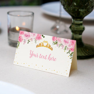 Tarjeta De Asiento Nacimiento de Princesa Floral de Oro Rosa