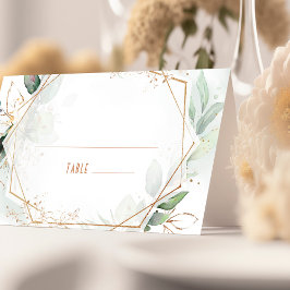 Tarjeta De Asiento Name Cards Wedding Table Gold & Green Geometric