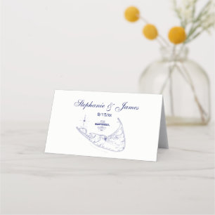 Tarjeta De Asiento Nantucket Island MAMÁES Vintage Map Navy Blue