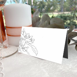 Tarjeta De Asiento Naranja boceto de floración boda blanco mono