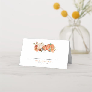 Tarjeta De Asiento Naranja Calabazas Florales otoñales Nombres Boda d