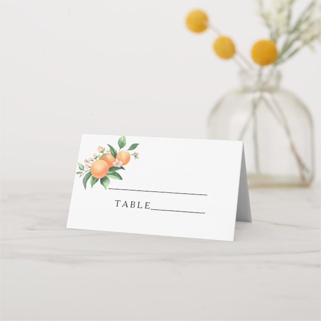 Tarjeta De Asiento Naranja cítrica - boda (Anverso)
