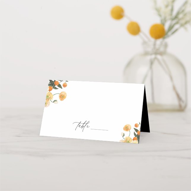 Tarjeta De Asiento Naranja Citrus Boda Floral (Anverso)