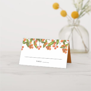 Tarjeta De Asiento Naranja de acuarela Buckthorn Berries Boda de vera