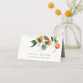 Tarjeta De Asiento Naranja de Boho Rústico Blossom Boda Botánico