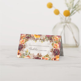 Tarjeta De Asiento Naranja elegante otoño borgoña Boda