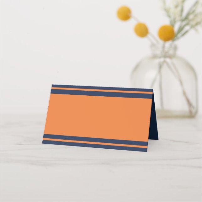 Tarjeta De Asiento Naranja Navy Blue Strin Birthday Party Place Car (Anverso)