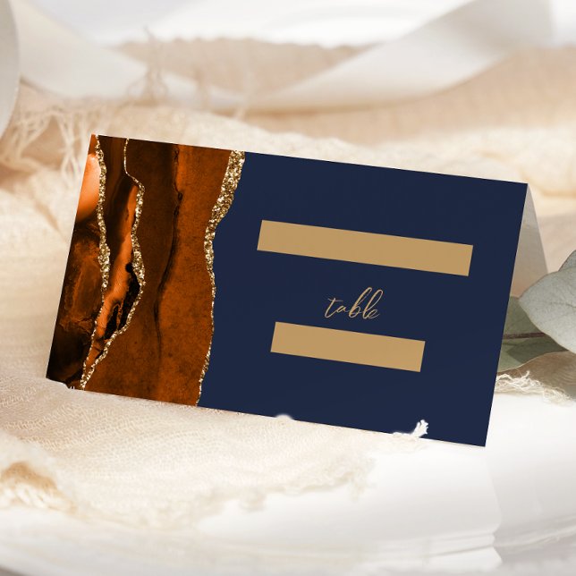 Tarjeta De Asiento Naranja quemado Agate de Oro Boda Verde oscuro (Subido por el creador)