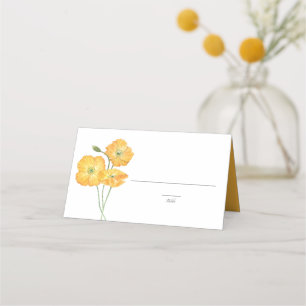 Tarjeta De Asiento Naranja Watercolor Poppies Boda floral de verano