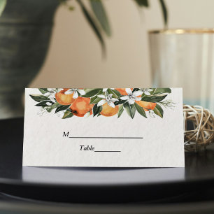 Tarjeta De Asiento Naranja y acuarela modernas