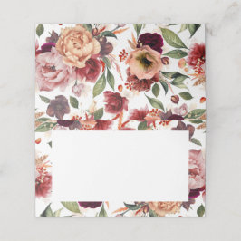 Tarjeta De Asiento Naranja y Boda de las Flores Rojas de Borgoña