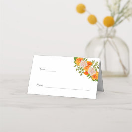 Tarjeta De Asiento Naranja y Boda Floral Rosa