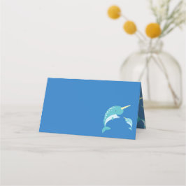 Tarjeta De Asiento Narwhal Baby Shower Blue Boy Whale