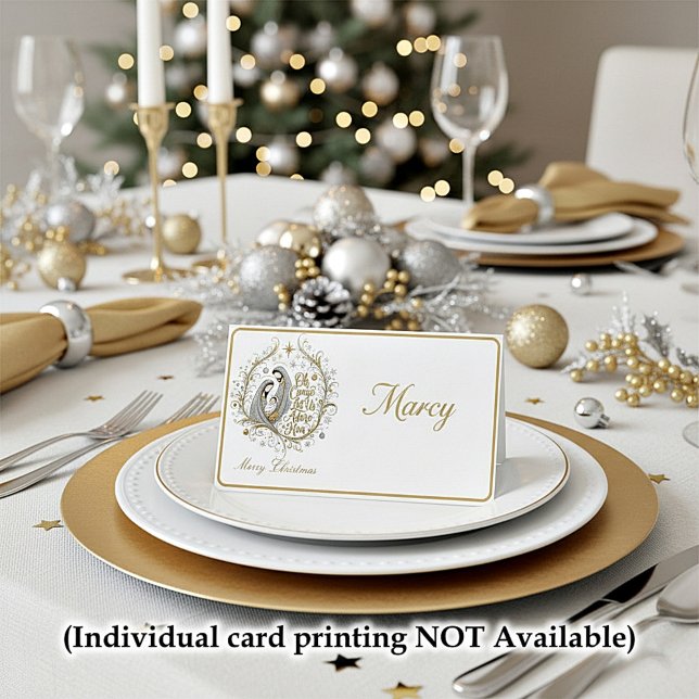 Tarjeta De Asiento Natividad de Navidad de plata y oro (Subido por el creador)