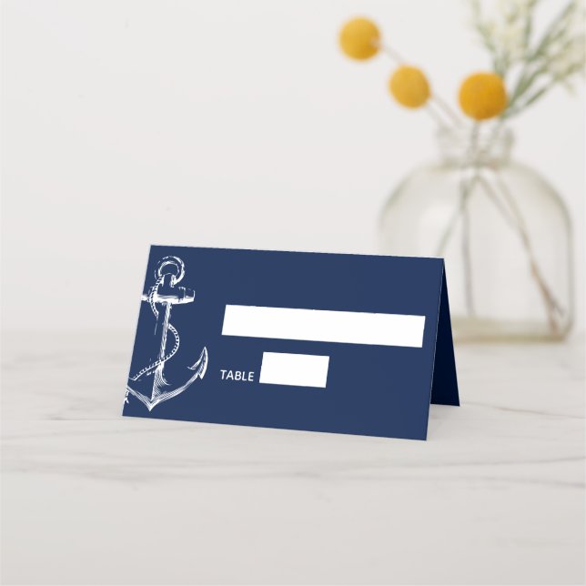Tarjeta De Asiento Nautical Anchor Boda Naval (Anverso)