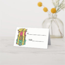 Tarjeta De Asiento Navidad apilada y envuelta presenta navidades