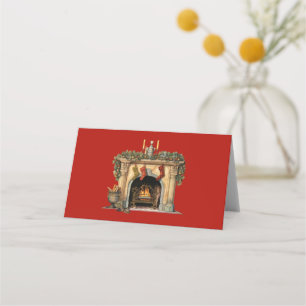 Tarjeta De Asiento Navidades acogedores de la chimenea de Victoria