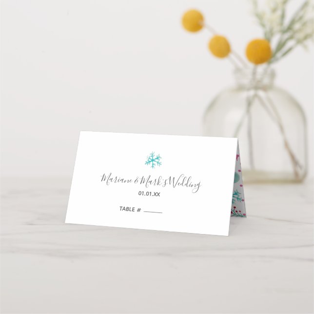 Tarjeta De Asiento Navidades acuáticos a mano Snowflake Winter (Anverso)