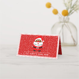 Tarjeta De Asiento Navidades afroamericanos de Santa Claus escoltan