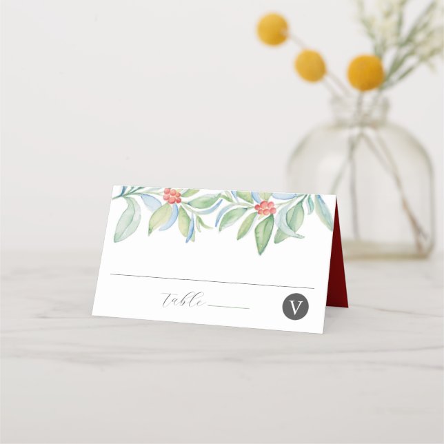 Tarjeta De Asiento Navidades Boda Place Card Agua Greeneración (Anverso)