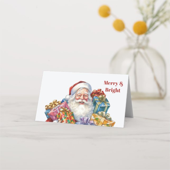Tarjeta De Asiento Navidades Clásicos de Jolly Santa Claus (Anverso)