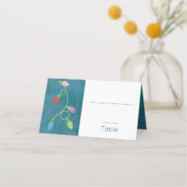 Tarjeta De Asiento Navidades coloridos iluminan fondo azul