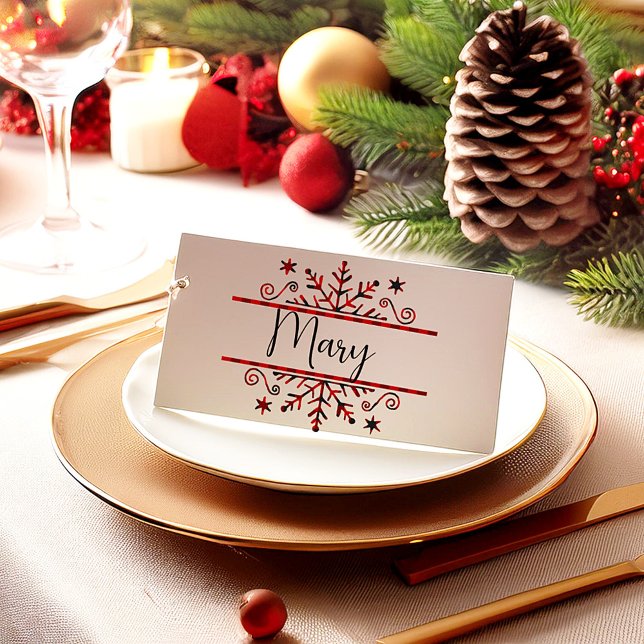 Tarjeta De Asiento Navidades de copos de nieve rojos y negros (Subido por el creador)