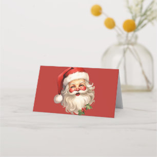 Tarjeta De Asiento Navidades de Holly Jolly Santa Claus Retro