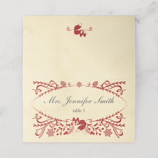 Tarjeta De Asiento Navidades de la Fox de Wind Woodland (Exterior desplegado)