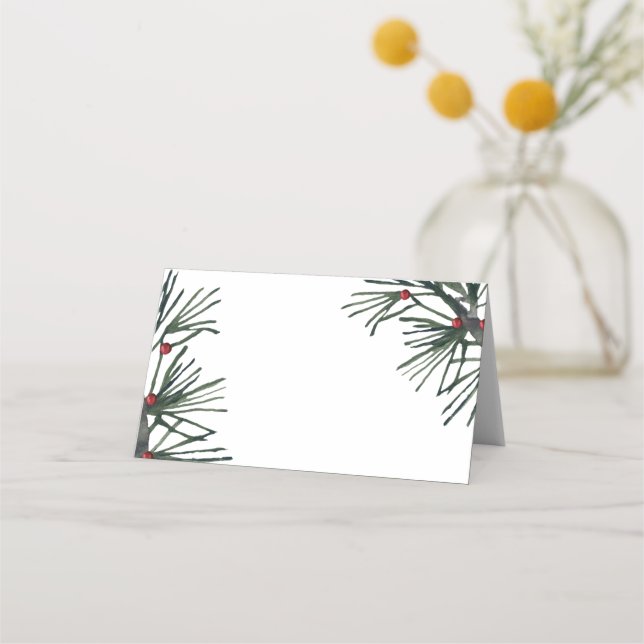 Tarjeta De Asiento navidades de pinos de invierno vacaciones fiestas (Anverso)