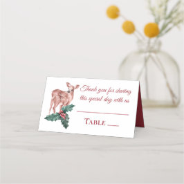 Tarjeta De Asiento Navidades de renos Boda rojo invernal deer floral