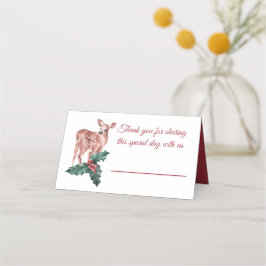 Tarjeta De Asiento Navidades de renos Boda rojo invernal deer floral