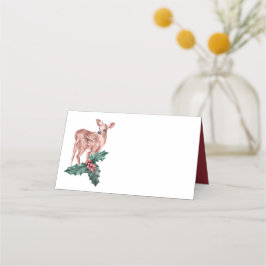 Tarjeta De Asiento Navidades de renos Boda rojo invernal deer floral