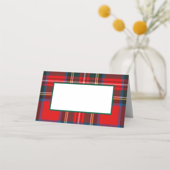 Tarjeta De Asiento Navidades de Royal Stewart Plaid FOLDED (Anverso)