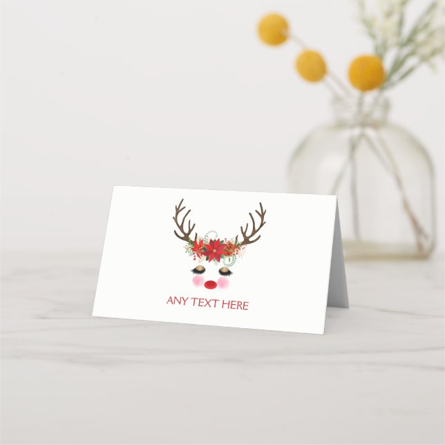 Tarjeta De Asiento Navidades de vacaciones de renos Fiesta Tienda de  (Anverso)