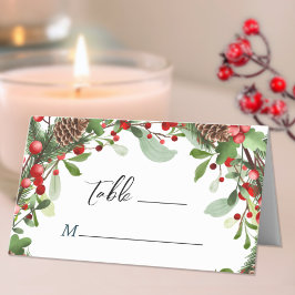 Tarjeta De Asiento Navidades de Winter Berries Boda Escort