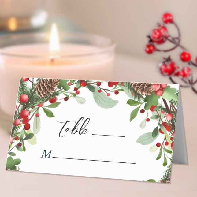Tarjeta De Asiento Navidades de Winter Berries Boda Escort (Subido por el creador)