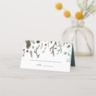 Tarjeta De Asiento Navidades Joy   Elegante acuarela Boda de invierno