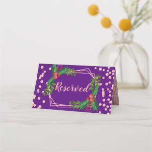 Tarjeta De Asiento Navidades reservados del Purpurina Rosa Gold Purpl