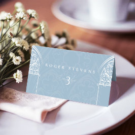 Tarjeta De Asiento Navidades Snowy Gothic Winter Fairytale Blue