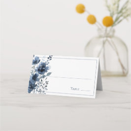 Tarjeta De Asiento Navy Blue Botanical Wedding