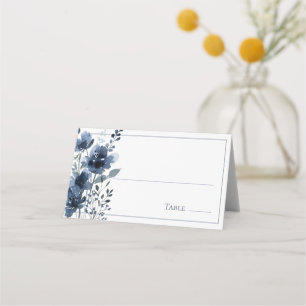 Tarjeta De Asiento Navy Blue Botanical Wedding
