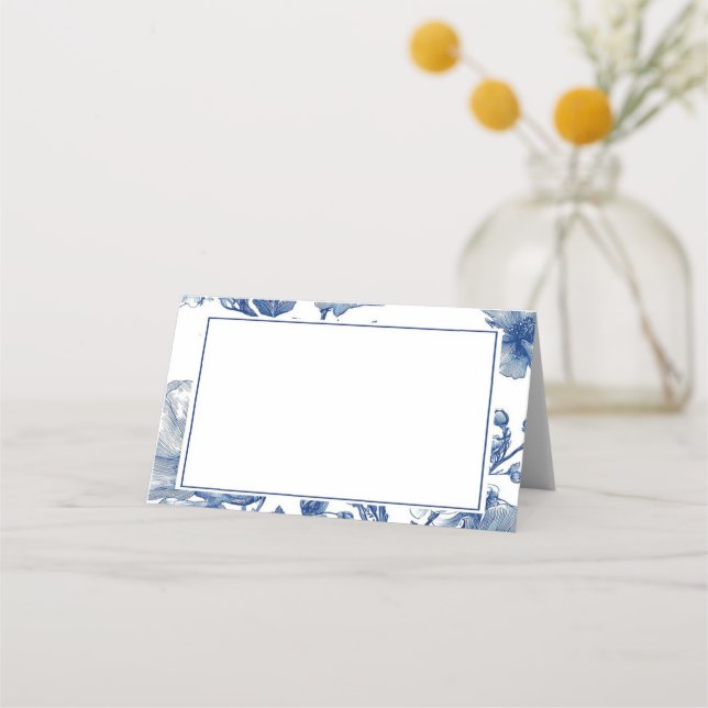 Tarjeta De Asiento Navy Blue Floral Wedding  (Anverso)